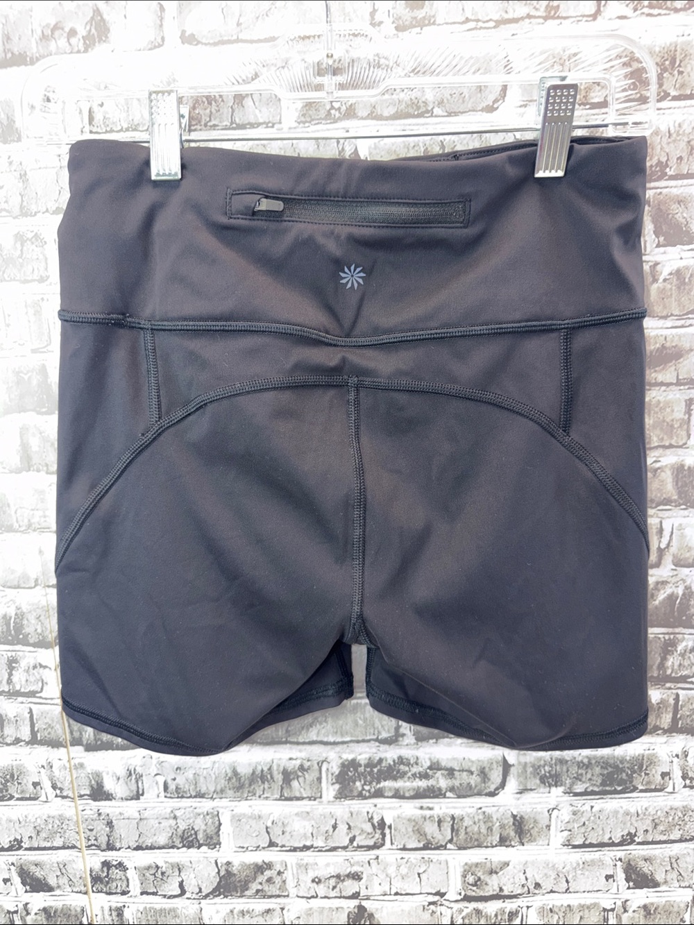 Athleta Black High-Rise Bike Shorts with Back Zipper Pocket